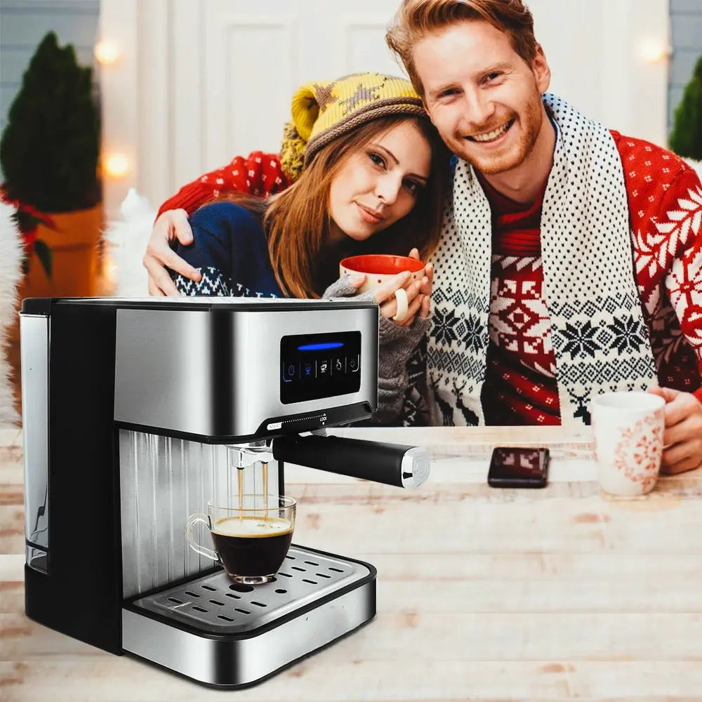 LCD Touch Espresso Coffee Machine Maker Semi-Automatic Pump With Cappuccino Milk Bubble Maker Cool Tec House