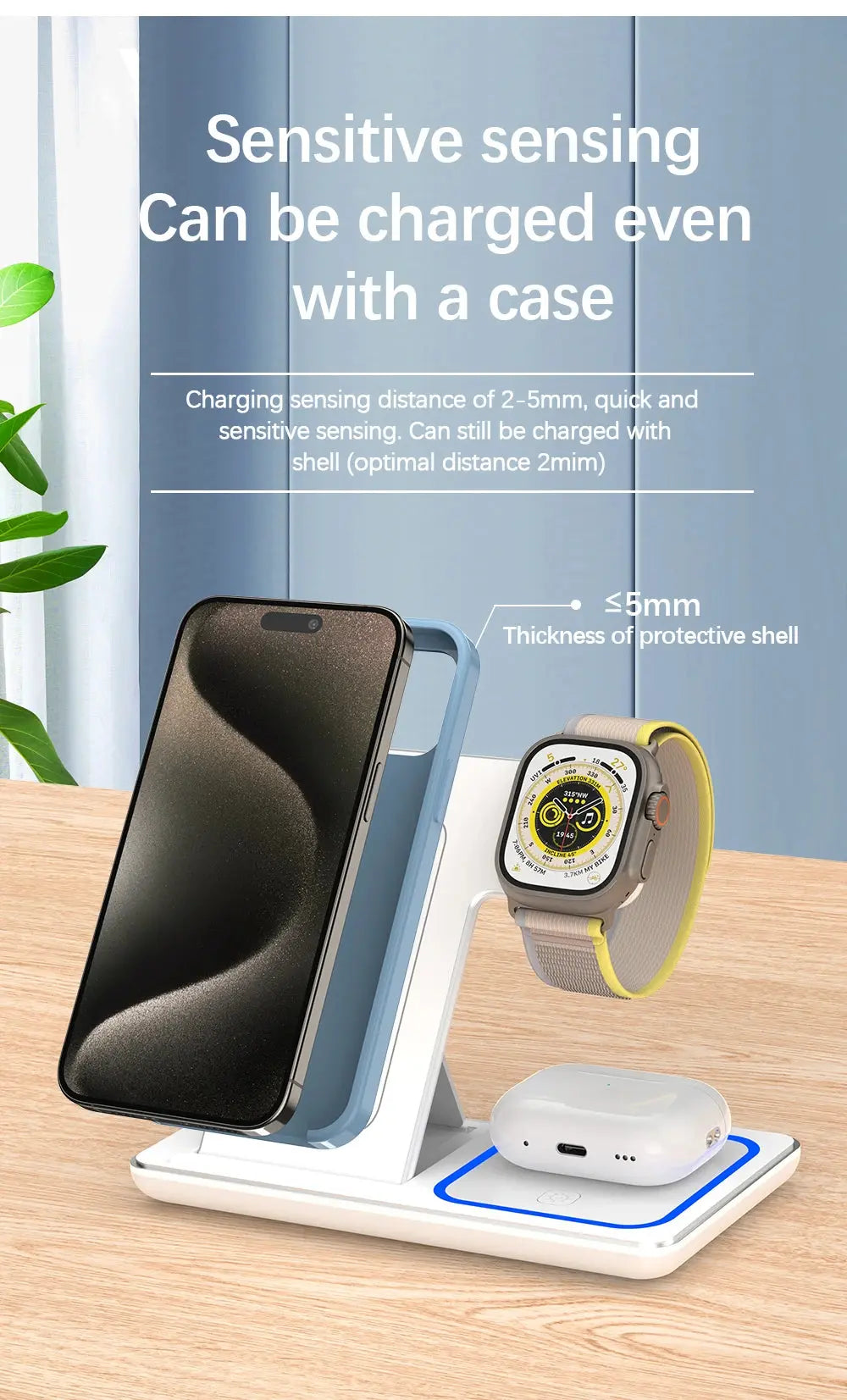 Fast Wireless Charger Stand 3 in 1 For iPhone 15 14 13 12 11 Apple Watch 9 8 7 6 5 Airpods Pro Cool Tec House