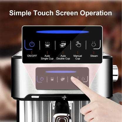 LCD Touch Espresso Coffee Machine Maker Semi-Automatic Pump With Cappuccino Milk Bubble Maker Cool Tec House