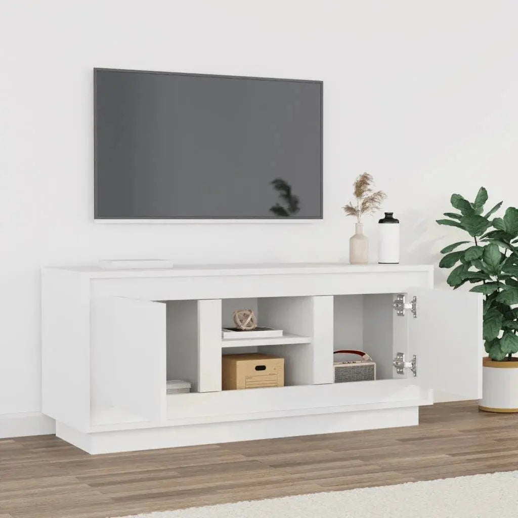 White TV cabinet 102x35x45 cm wood Engineering Cool Tech House