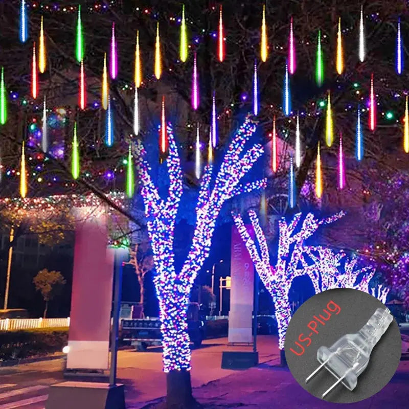 Solar Meteor Shower Rain String Lights Waterproof Garden Light 8 Tubes Christmas Tree Holiday Party Wedding Holiday Decoration Cool Tec House