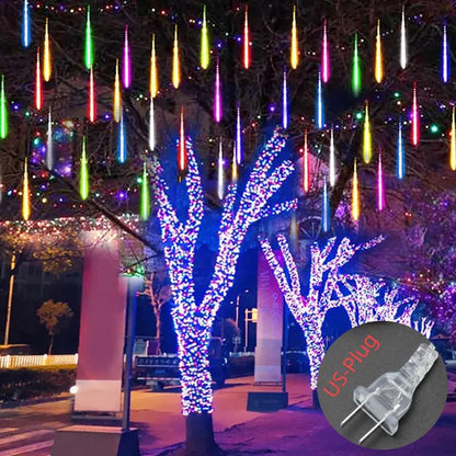 Solar Meteor Shower Rain String Lights Waterproof Garden Light 8 Tubes Christmas Tree Holiday Party Wedding Holiday Decoration Cool Tec House