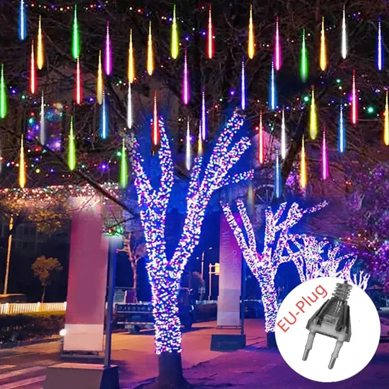 Solar Meteor Shower Rain String Lights Waterproof Garden Light 8 Tubes Christmas Tree Holiday Party Wedding Holiday Decoration Cool Tec House