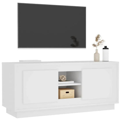 White TV cabinet 102x35x45 cm wood Engineering Cool Tech House