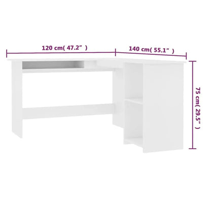 White L-shaped corner desk Cool Tech House