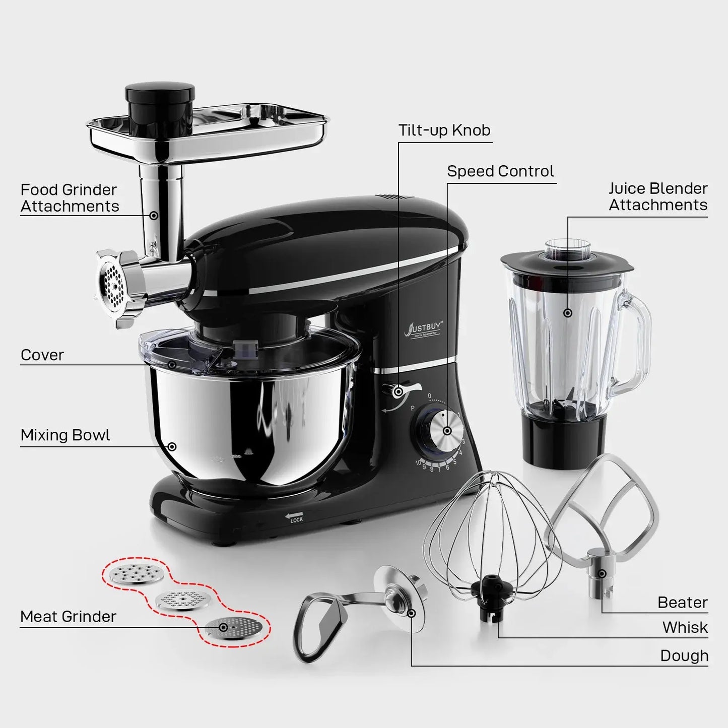 Compact Food Processor Multifunctional Mixer JUSTBUY 3 in 1 Cool Tec House