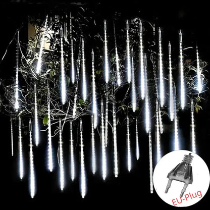 Solar Meteor Shower Rain String Lights Waterproof Garden Light 8 Tubes Christmas Tree Holiday Party Wedding Holiday Decoration Cool Tec House