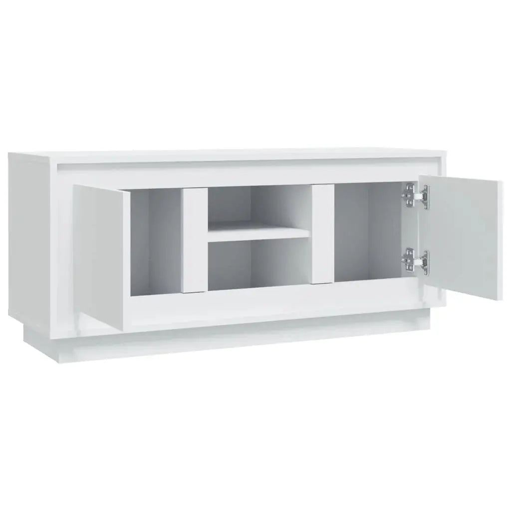 White TV cabinet 102x35x45 cm wood Engineering Cool Tech House