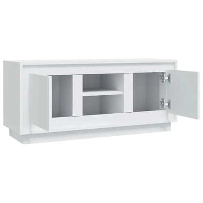 White TV cabinet 102x35x45 cm wood Engineering Cool Tech House