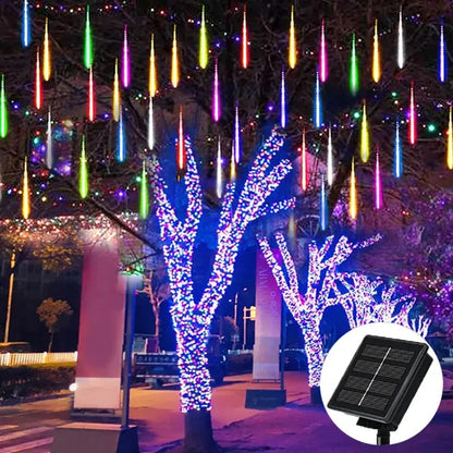 Solar Meteor Shower Rain String Lights Waterproof Garden Light 8 Tubes Christmas Tree Holiday Party Wedding Holiday Decoration Cool Tec House