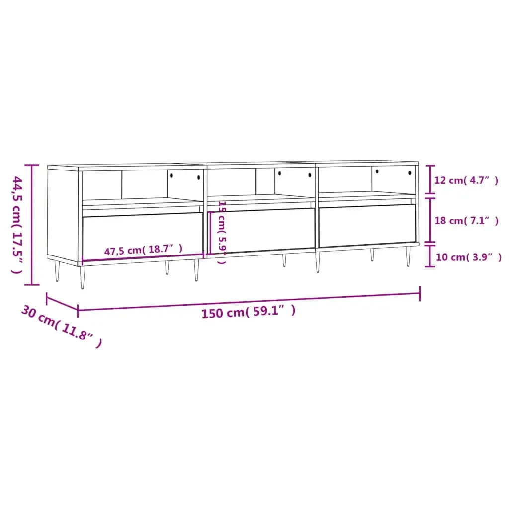 White TV cabinet 150x30x44,5 cm Cool Tech House