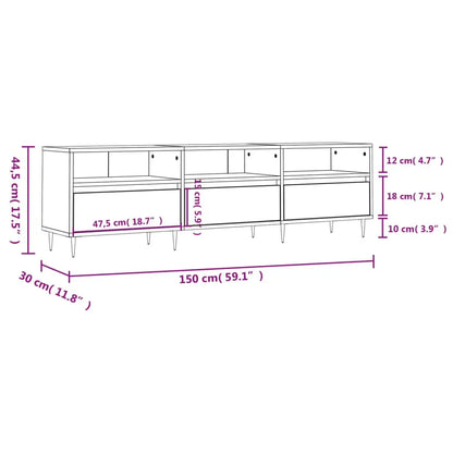 White TV cabinet 150x30x44,5 cm Cool Tech House