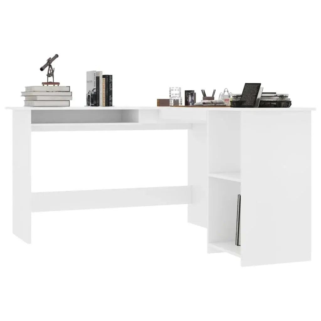 White L-shaped corner desk Cool Tech House