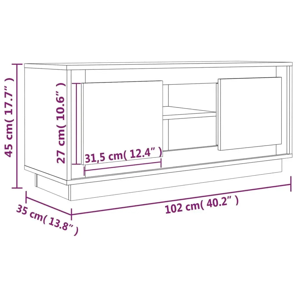 White TV cabinet 102x35x45 cm wood Engineering Cool Tech House