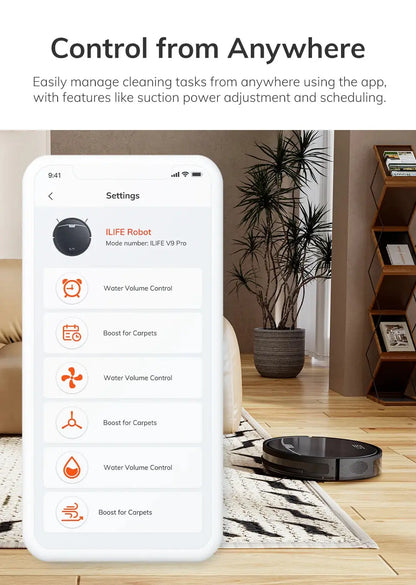 ILIFE V9 Pro Robot Vacuum Cleaner, Black with Alexa Control Cool Tec House