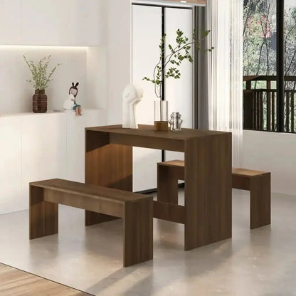 Modern Style 3 Piece Dining Set Smoked Oak Cool Tech House